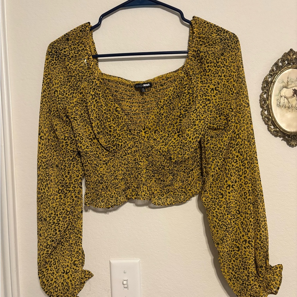 Cheetah Print Yellow Top